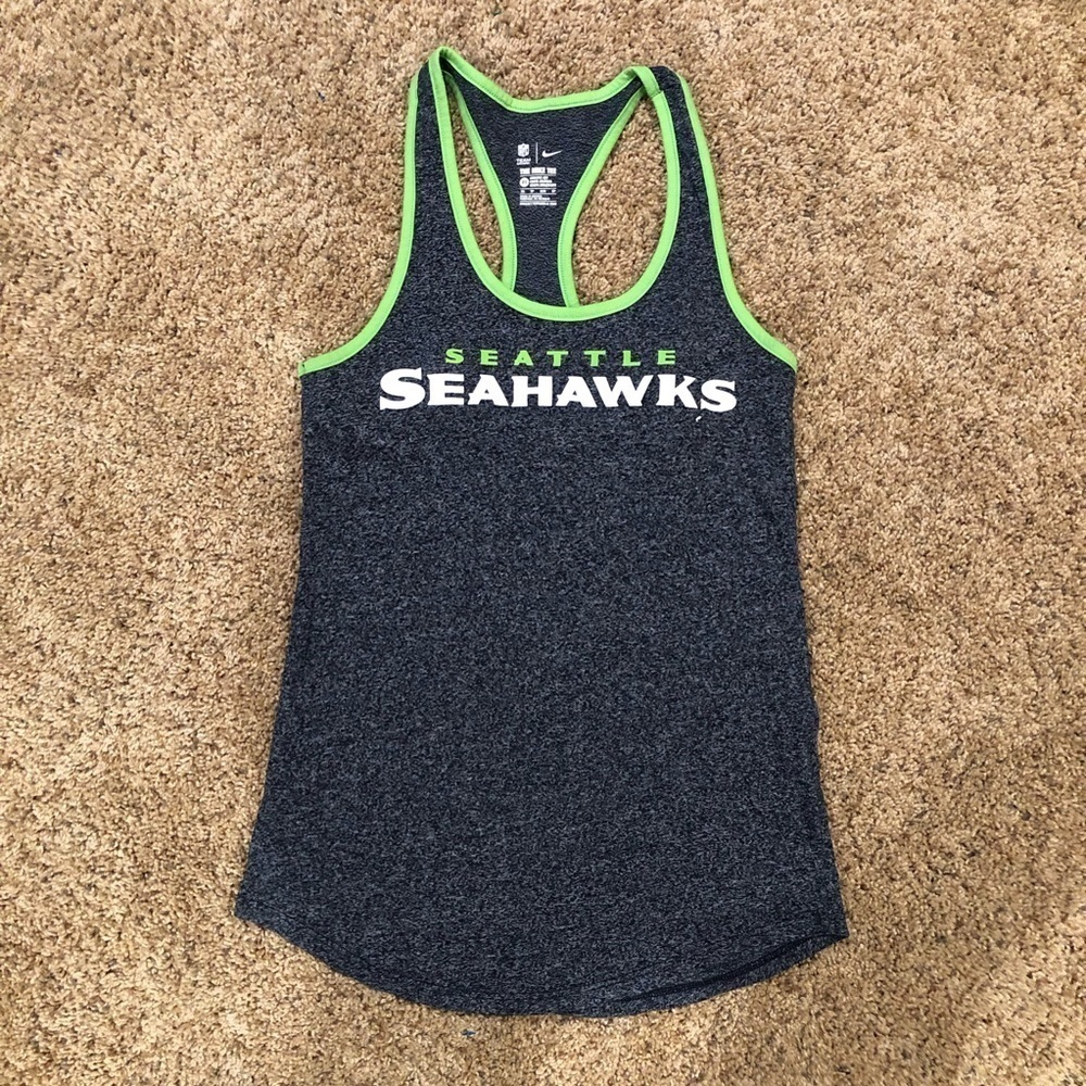Nike Tank Top Racerback Blue Green Women XS Cotton Polyester Seattle Seahawks